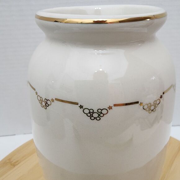 Disney Parks The Happiest Celebration On Earth Vase 8.5" Ivory & Gold Porcelain - Picture 2 of 14